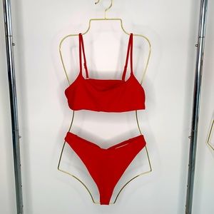 Shein red two piece bikini